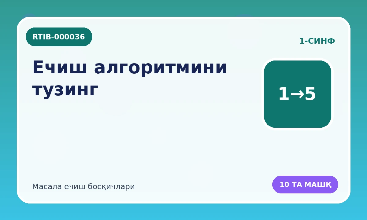 Echish algoritmini tuzing